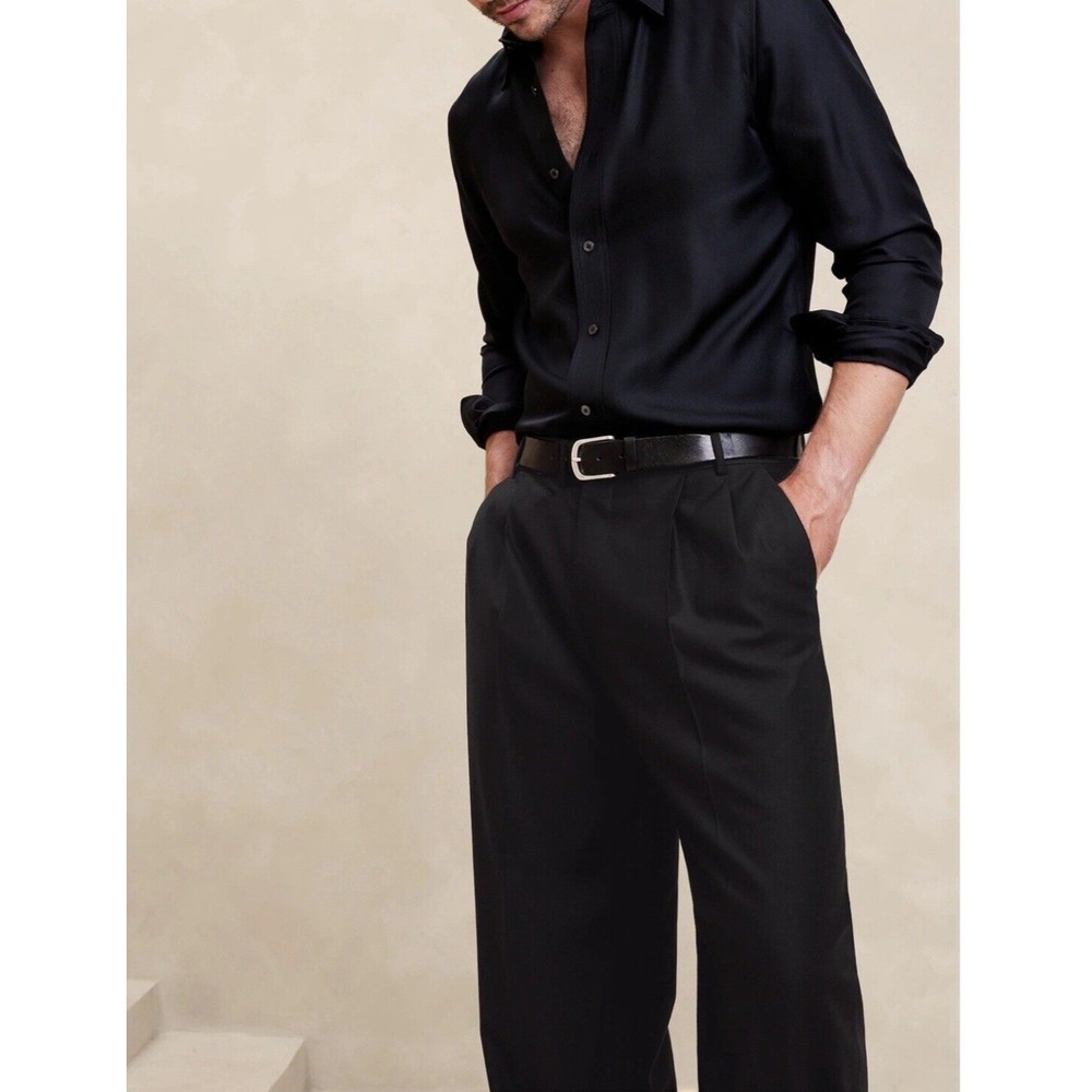 BANANA REPUBLIC Men’s ITALIAN HOPSACK WIDE-LEG PANT 31x30 #871156 NWT $200